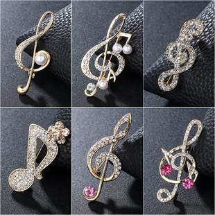European and American Fashion High-end Luxury Brooch Creative Note Corsage Clothing Pin Clothing Accessories Female Music Symbols