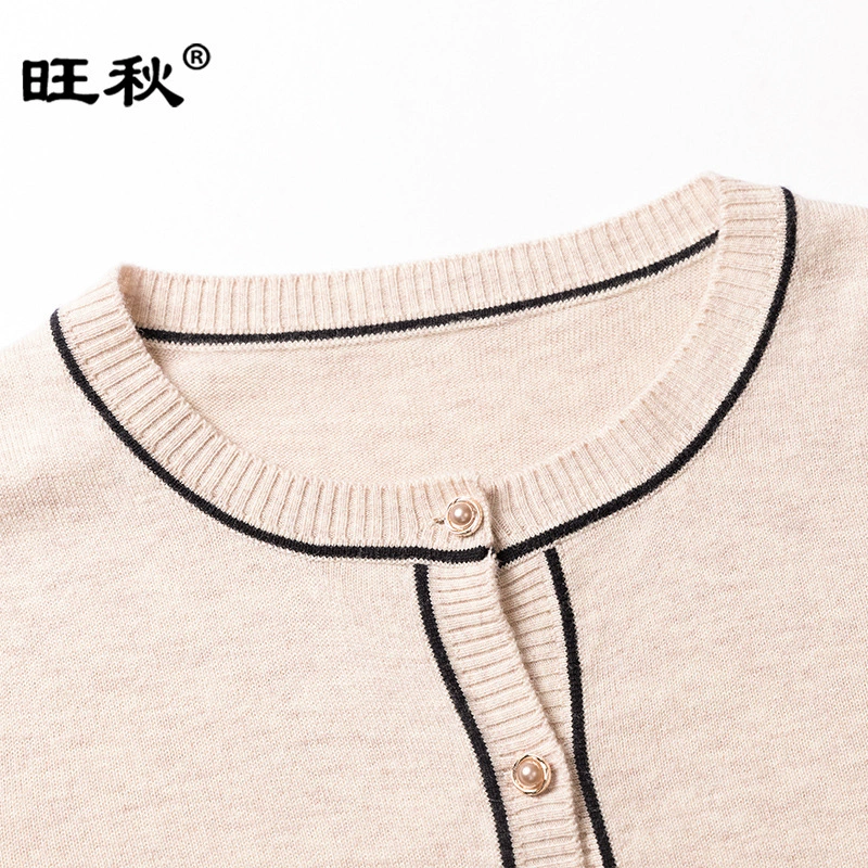 Вязаный свитер, куртка, Woolen кардиган, длинный рукав, круглый ворот