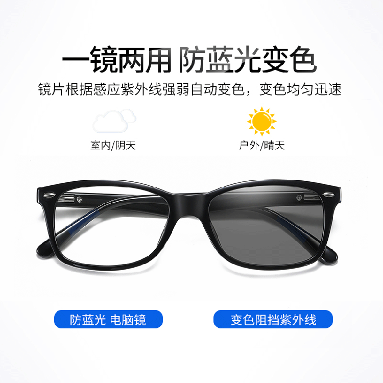 2023 nuevas gafas fotocromáticas fotosensibles TR hombres y mujeres retro gafas lisas Classic mi nail anti-Luz Azul gafas fotocromáticas