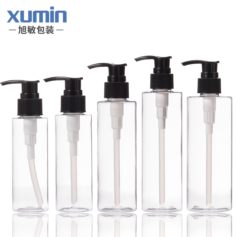 100ml de plástico sub-botella 200-250 botella de loción transparente 150mlpet botella de bomba de presión cosmética Xumin embalaje