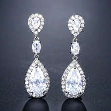RAKOL 秋季新品跨境经典水滴锆石耳环微镶AAA满钻锆石轻奢耳饰女