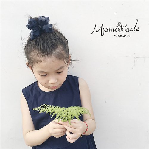 MOMSMADE Korean new children's headwear hair accessories girls polka dot yarn hand-sewn bow headband hair band headband