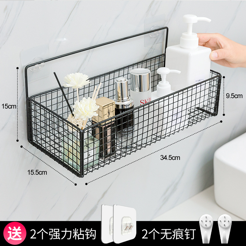 Rack de almacenamiento de baño directo de fábrica sin perforar montado en la pared de almacenamiento de hierro rack de almacenamiento de cocina y baño