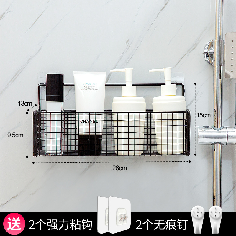 Rack de almacenamiento de baño directo de fábrica sin perforar montado en la pared de almacenamiento de hierro rack de almacenamiento de cocina y baño