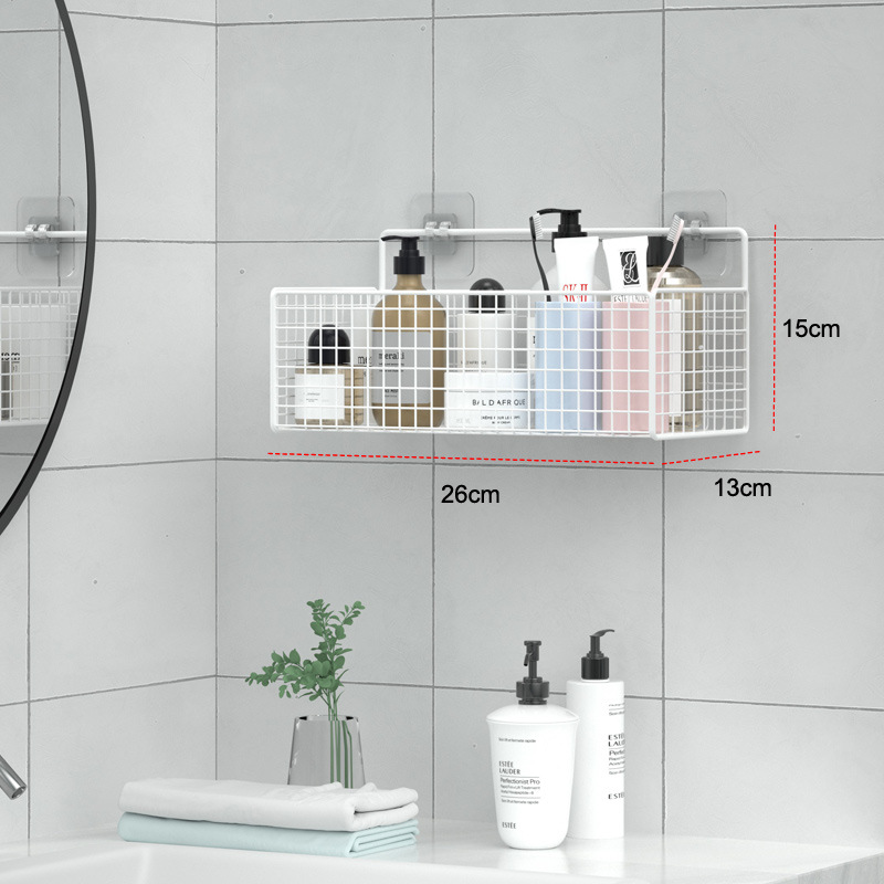 Rack de almacenamiento de baño directo de fábrica sin perforar montado en la pared de almacenamiento de hierro rack de almacenamiento de cocina y baño