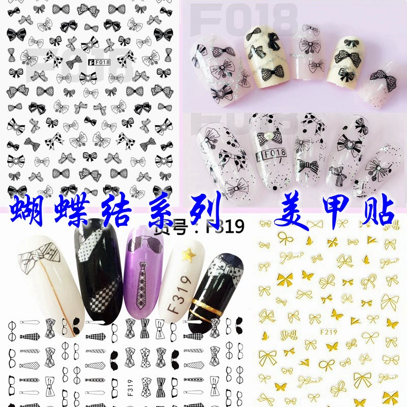 Выбранная серия луков Простая японская черно-белая наклейка для ногтей Маленькая свежая интернет-знаменитая наклейка для дизайна ногтей Ювелирные изделия