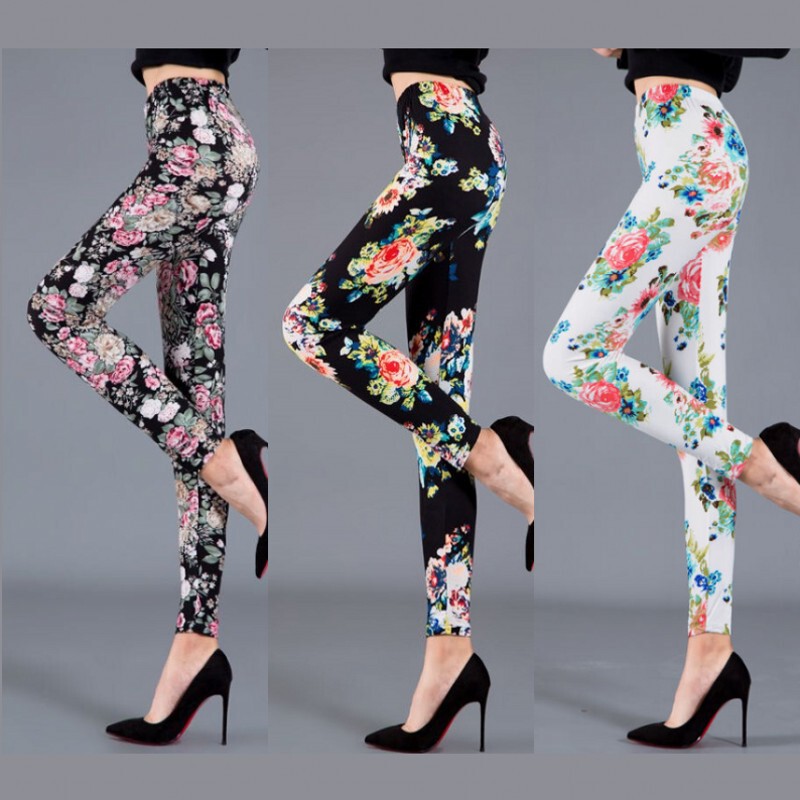 2023 Trendy Floral Print Sanding Milk Silk Slim-Fit Slimming Leggings Women's Plus Size Stretch Outer Pants