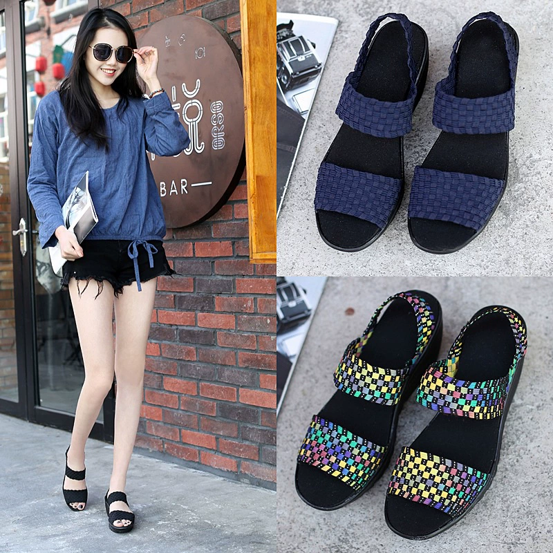 Woven sandals, elastic low non-slip comfortable shoes, 2020, on elastic band