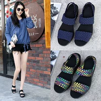 Woven sandals, elastic low non-slip comfortable shoes, 2020, on elastic band