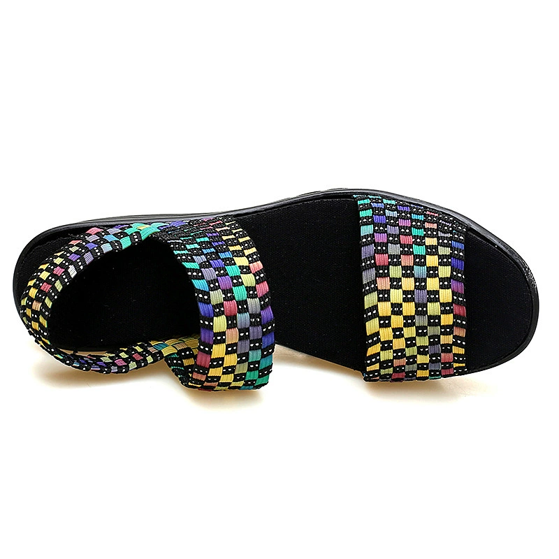 Woven sandals, elastic low non-slip comfortable shoes, 2020, on elastic band