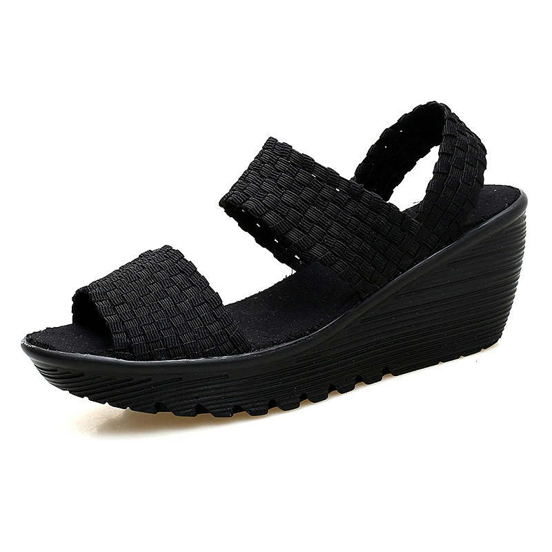 Woven sandals, elastic low non-slip comfortable shoes, 2020, on elastic band