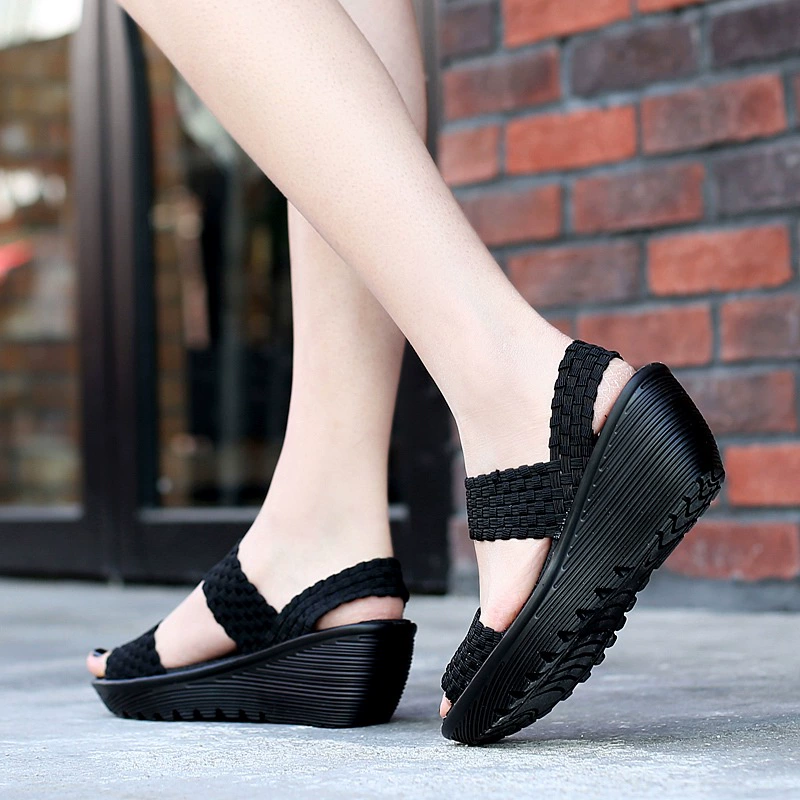 Woven sandals, elastic low non-slip comfortable shoes, 2020, on elastic band