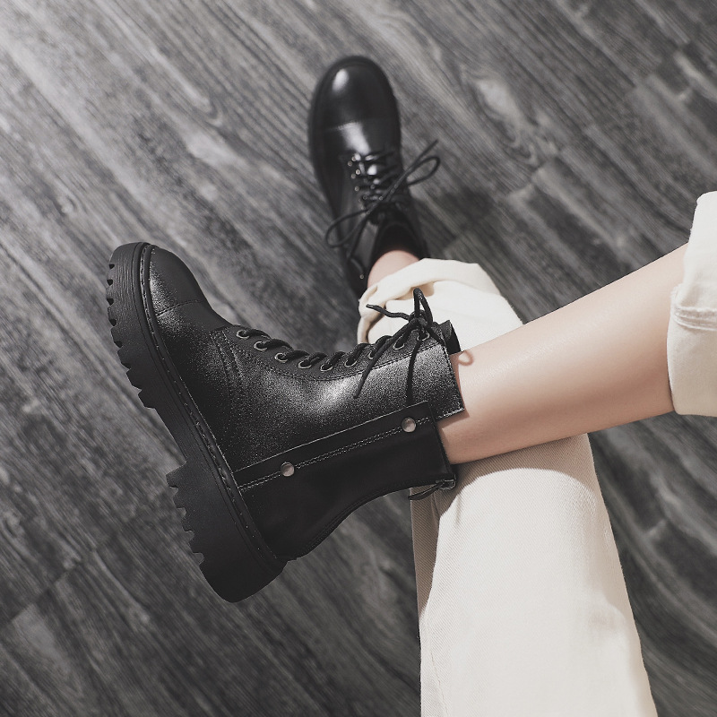 Women's British Style Ankle Boots With Thick Sole For Summer_voghion.com