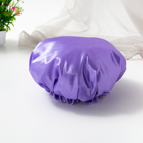New Style Silk Women's Waterproof Double Layer Shower Cap Hair Care Super Soft Fabric Shower Dry Hair Oil Proof Cap