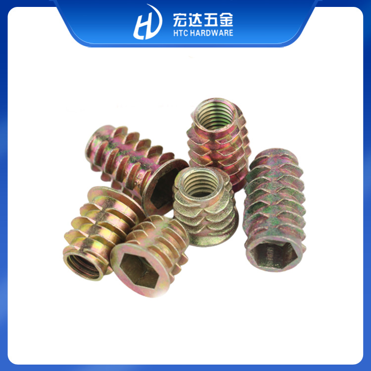 厂家直销内外牙六角直通螺母沉头带介预埋件 锌合金梯形螺母