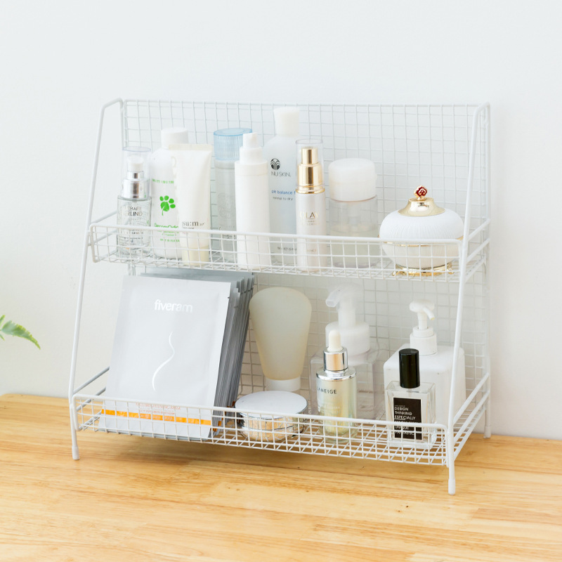 Caja de almacenamiento de cosméticos directa de fábrica Nordic ins hierro multi-capa de almacenamiento de joyería de escritorio de oficina rack de almacenamiento