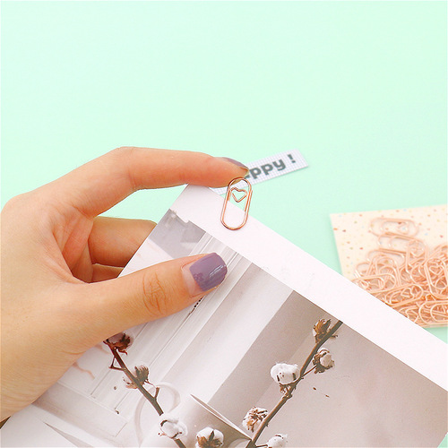 Creative Mini Paperclip Love Mini Paper Clip File Imitation Gold Rose Gold Cute Paperclip Manufacturer Wholesale