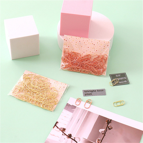 Creative Mini Paperclip Love Mini Paper Clip File Imitation Gold Rose Gold Cute Paperclip Manufacturer Wholesale
