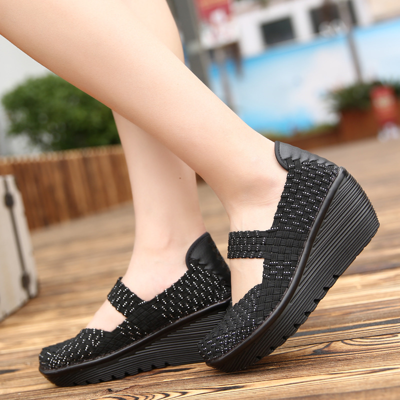 Hand-woven shoes shake women's shoes hollow low thick bottom increased casual shoes slimming shoes manufacturers a generation of hair Hand-woven shoes shake women's shoes hollow low thick bottom increased casual shoes slimming shoes manufacturers a generation of hair