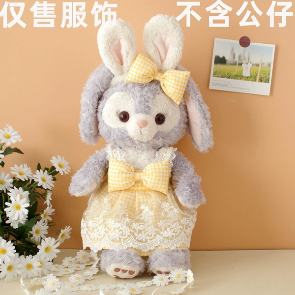 Candy yellow fine plaid dress with bunny ears headband
