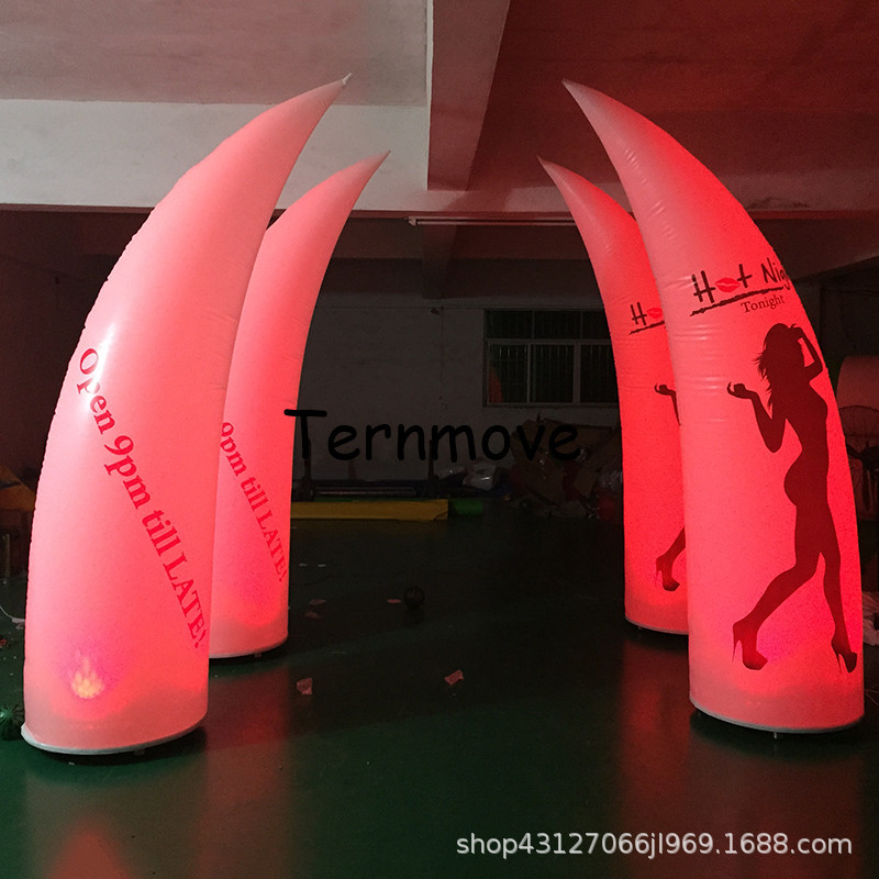 商业装饰LED牛角发光柱充气发光月牙模节日活动路引灯光象牙拱门