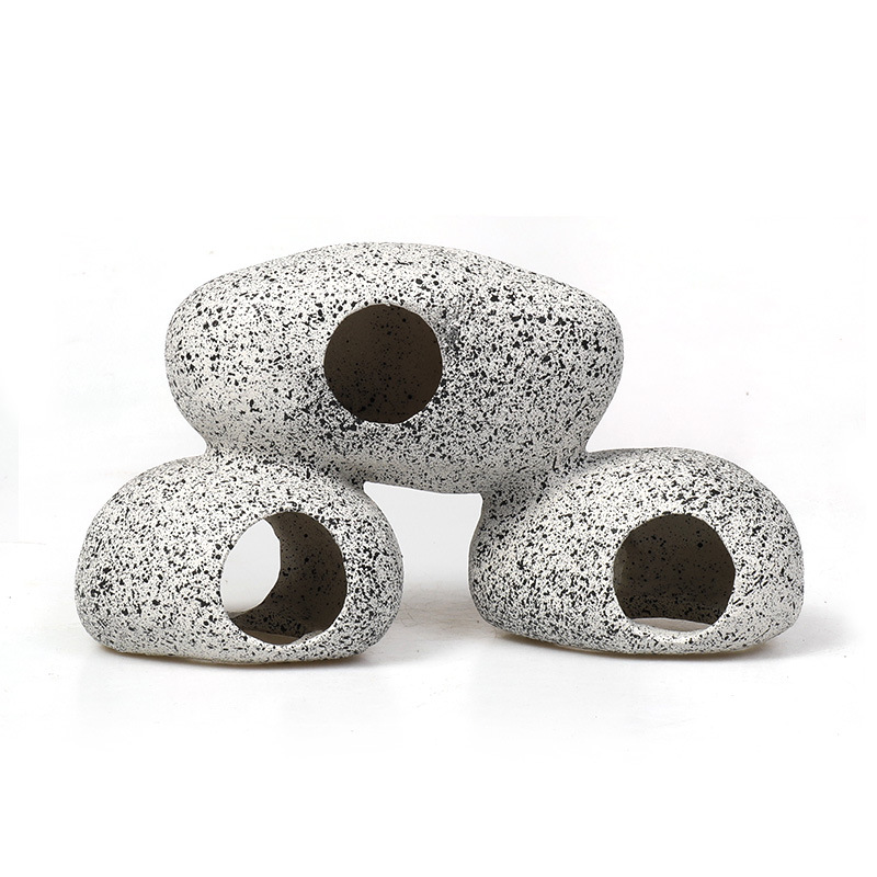 Tanque de cría de peces y camarones transfronterizo, piedra para cíclidos, refugio para cíclidos cortos, maceta de cerámica simulada, paisajismo para acuarios, acuario Sanhu.