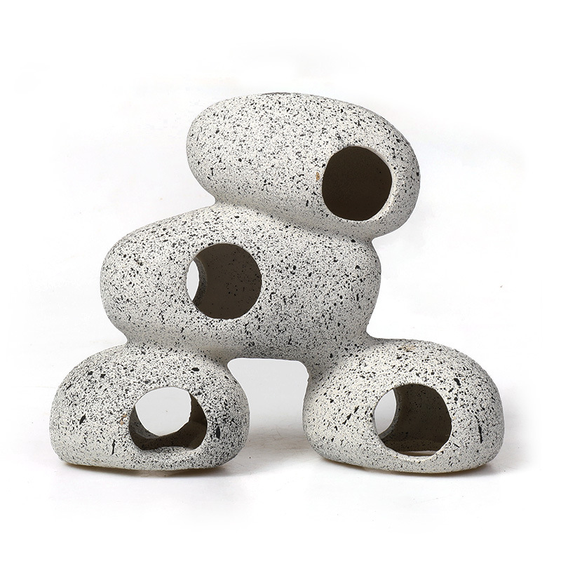 Tanque de cría de peces y camarones transfronterizo, piedra para cíclidos, refugio para cíclidos cortos, maceta de cerámica simulada, paisajismo para acuarios, acuario Sanhu.