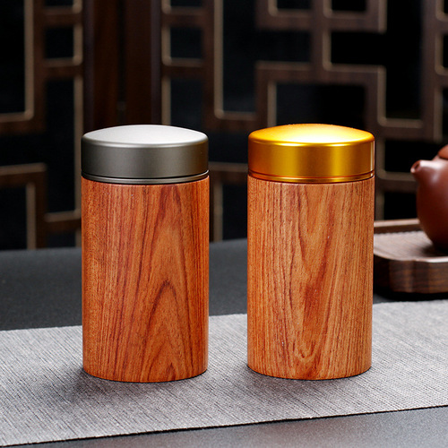 Ebony solid wood tea can, enlarged aluminum liner, sealed storage can, premium high-end tea packaging box, logo advertising