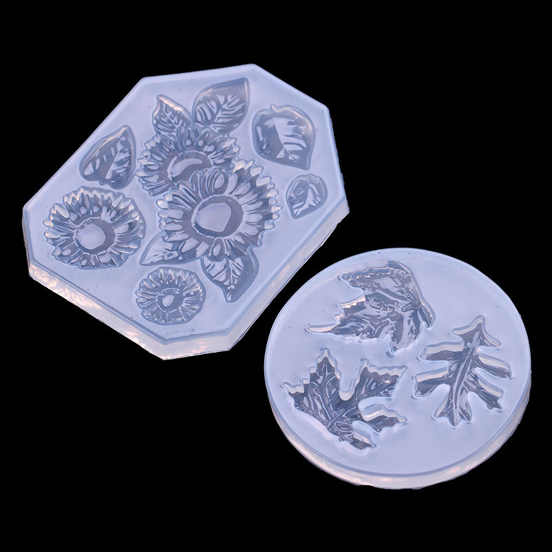 DIY cristal epoxi molde patrón europeo hoja girasol forma decoración espejo epoxi Mesa accesorios molde