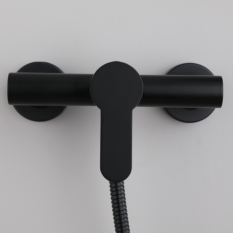 Fábrica directa negro 304 Acero inoxidable simple ducha traje caliente y frío Plomo-libre baño portátil ducha grifo