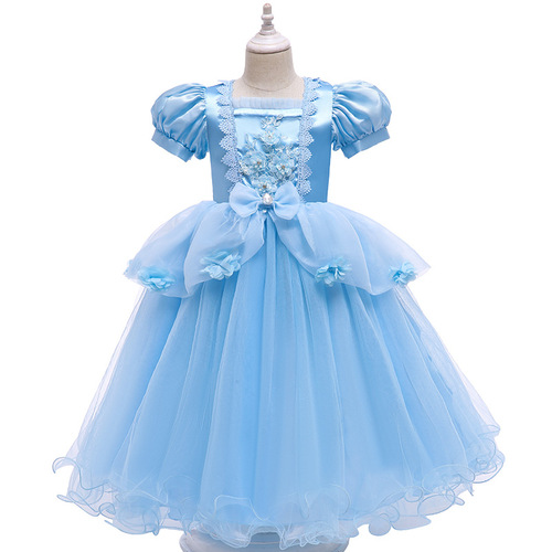  Cinderella Summer Short-Sleeve Princess Children's Dress Export Children's Wear Girls' Formal Dress Girl Dress Dress