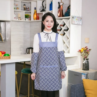 时尚防污做饭家用厨房北欧风餐厅围裙女大人棉麻围腰日系家务