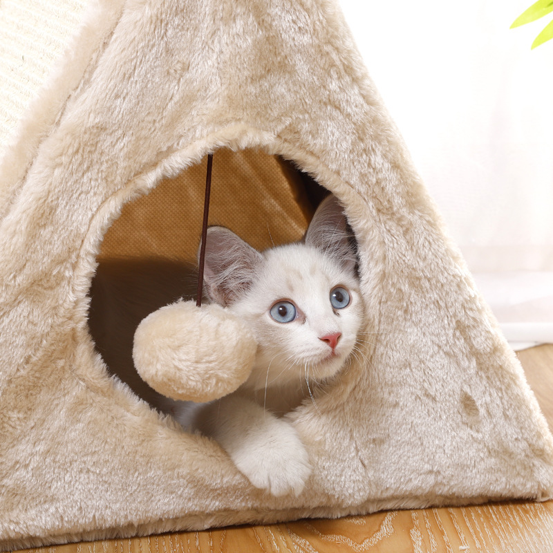 Sisal gato nido al por mayor de cuero Taobao gato de juguete sisal gato escalada marco plegable triángulo gato túnel tienda gato Villa