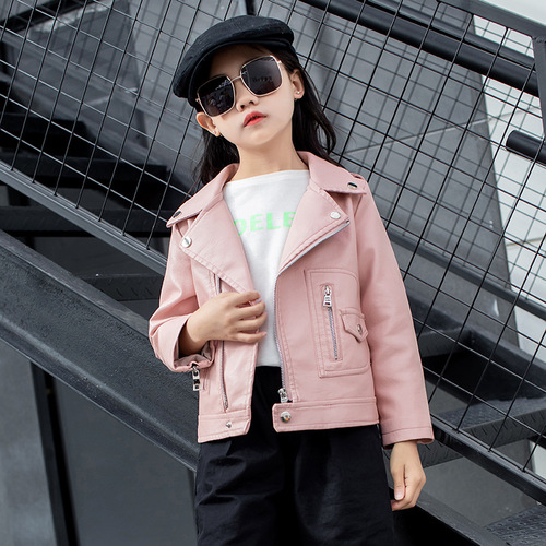 Children's Clothing Girls Boys Leather Motorcycle Jackets 2024 Spring and Autumn New Korean Style Small and Medium-sized Children's Baby Jackets Trendy
