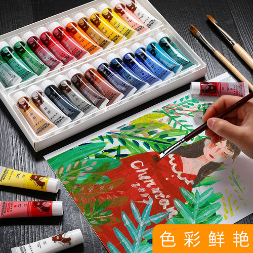 Kaba Bear acrylic paint 12/24 colors beginner set diy pebble hand-painted wall painting boxed