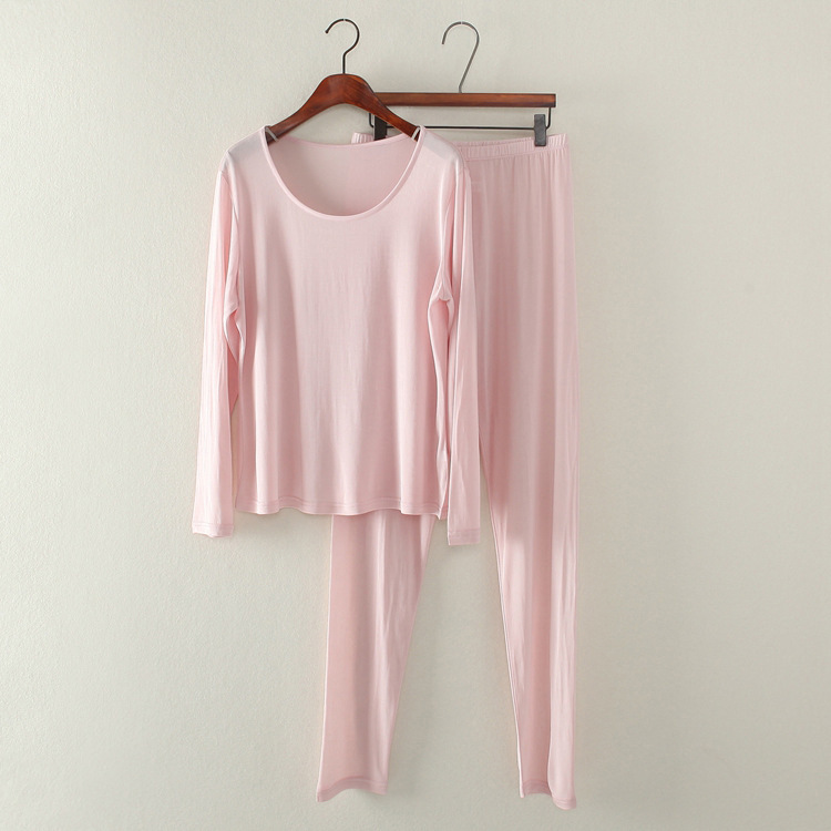Pure Mulberry Silk Women's Thin Underwear Suit Knitted Silk Crew Neck Autumn Clothes Autumn Trousers Cotton Sweater Pants Home Clothes