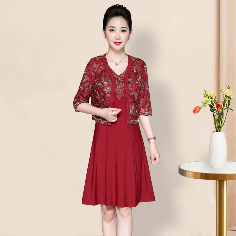 Новое улучшенное кружевное платье Cheongsam, костюм, свадебное платье матери, женский костюм Тан, комплект из двух предметов