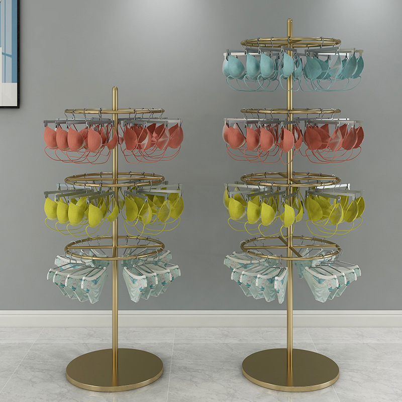 回転下着展示棚床置き式下着店半ズボンブラジャー下着ブラジャー棚中島円形靴下棚