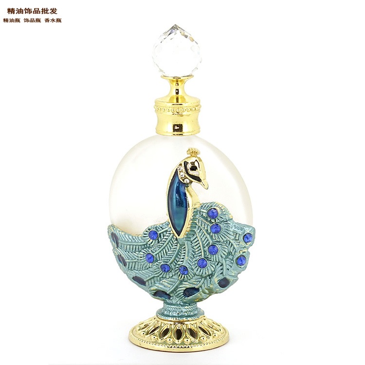 Proveedor de origen transfronterizo spot al por mayor botella de perfume de Oriente Medio de 30ml modelo pavo real botella de fragancia árabe botella vacía