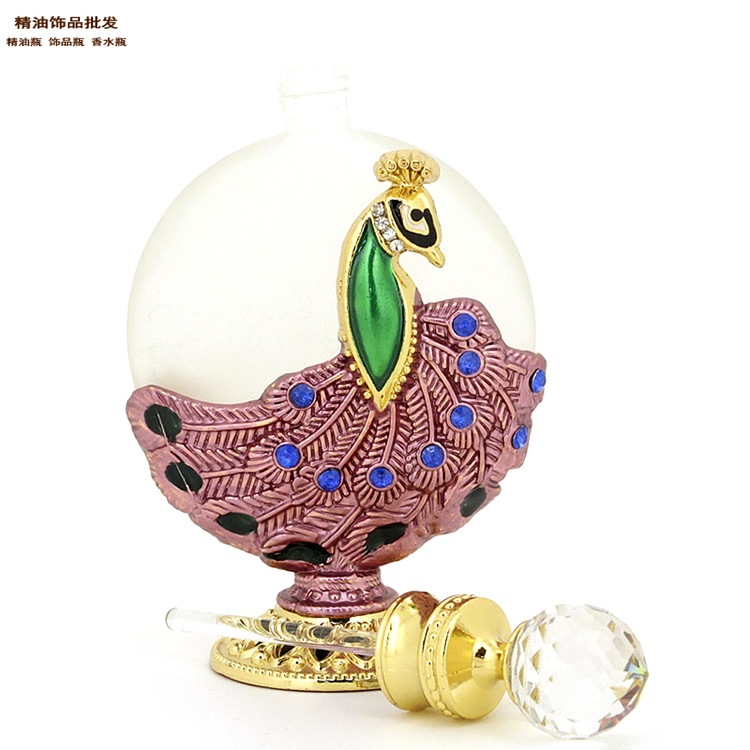 Proveedor de origen transfronterizo spot al por mayor botella de perfume de Oriente Medio de 30ml modelo pavo real botella de fragancia árabe botella vacía