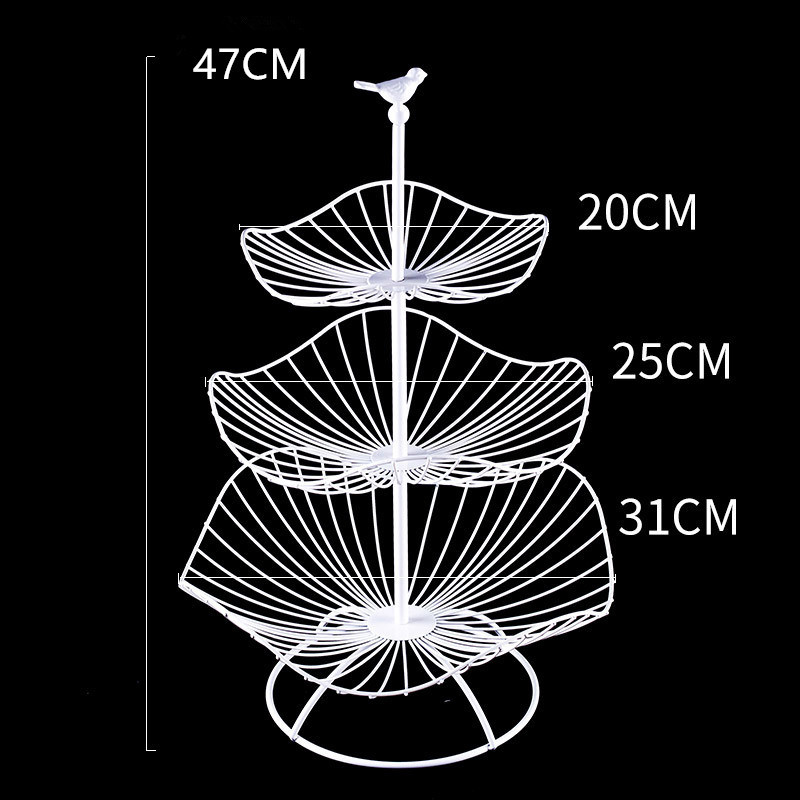 Nórdico moderno minimalista plato de fruta sala de estar hogar cesta de frutas de tres capas cesta de frutas de múltiples capas de almacenamiento de hierro cesta de aperitivos