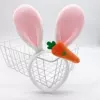 White Pink Rabbit and Embroidered Radish