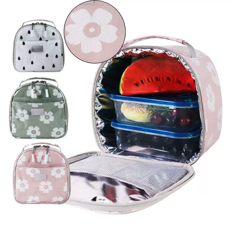 棉布饭盒袋外贸grs认证卡通保温午餐包出口日本印花tpu便当包定制