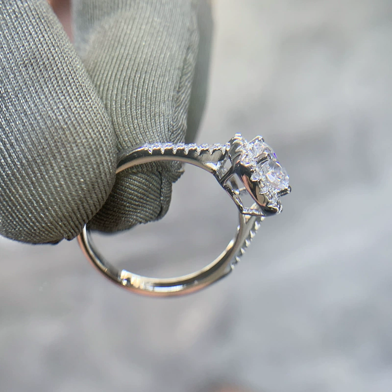 Кольцо Ziqidonglai JZ461, квадратный Moissanite 1 кт (50 pt), платиновое покрытие, размеры HK 9–20