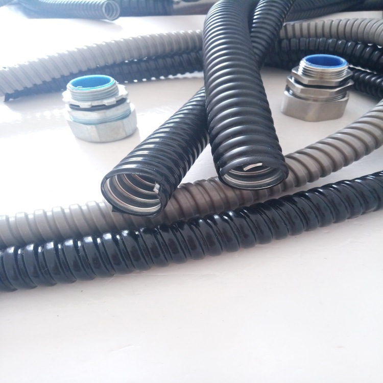 来宾市供应黑色阻燃包塑金属软管 Φ25加厚蛇皮管