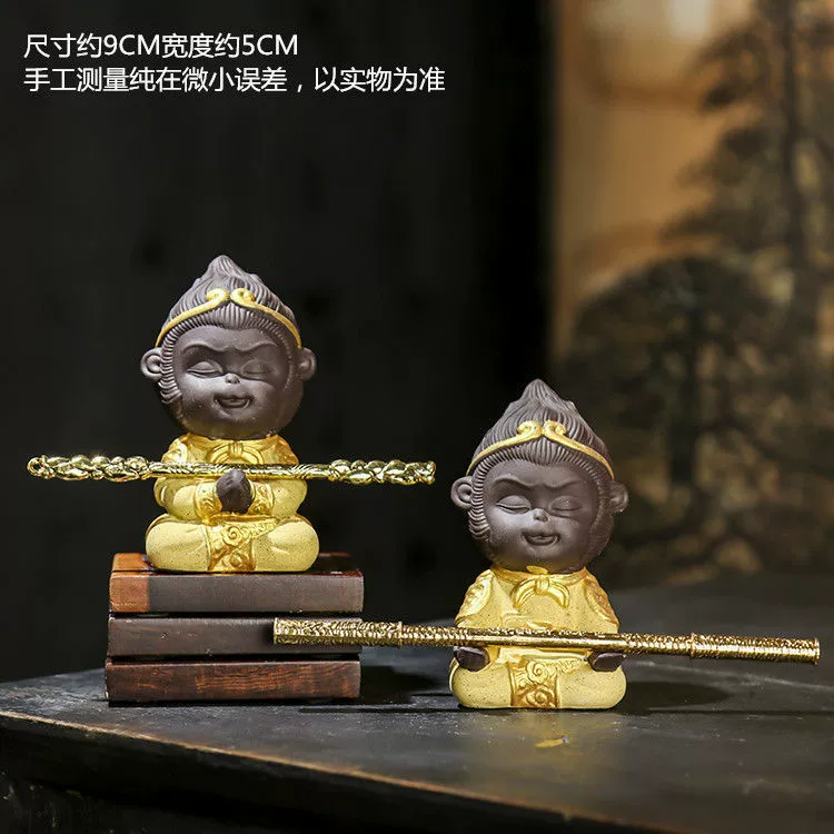 Qitian Dasheng Sun Wukong's ornament fish tank landscaping purple sand tea pets aquatic rockery bonsai car tea pet