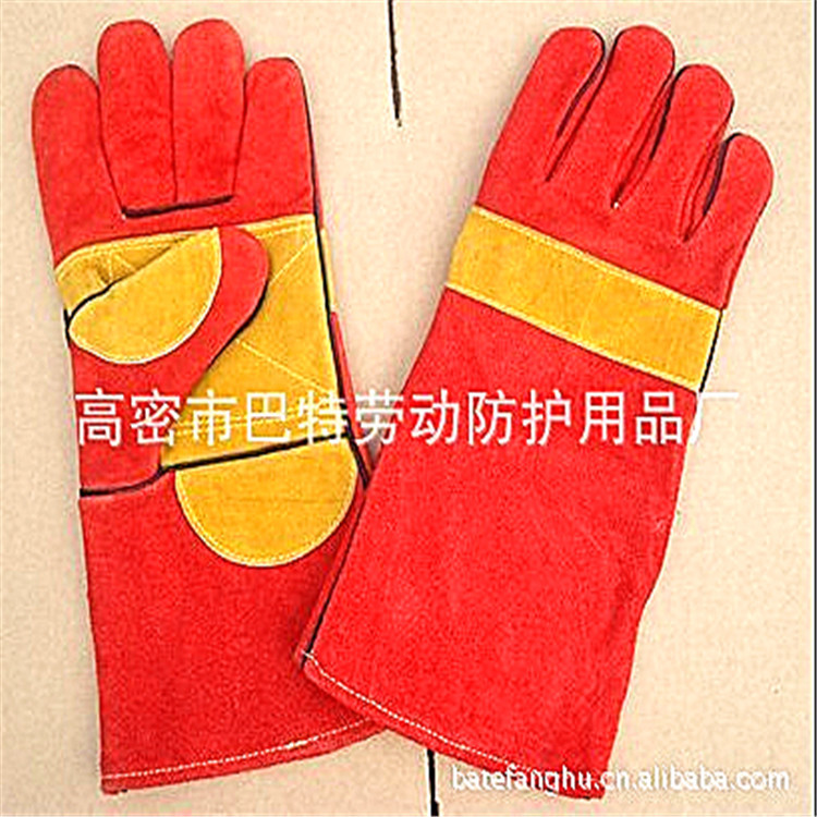 跨境牛皮电焊手套防护手套防火防飞溅安全劳保皮·隔热