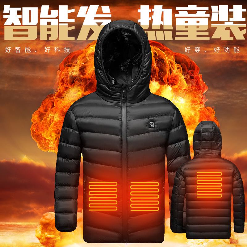 Fábrica en stock ropa de calefacción inteligente para niños Calefacción de carga USB niños y niñas abrigo invierno calefacción eléctrica ropa de algodón hombres