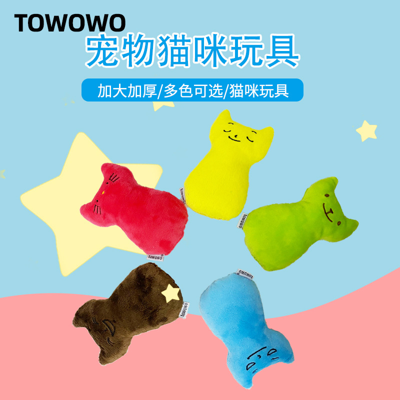 Towowo 개박하 재미있는 고양이 장난감 봉제 어금니 대화 형 엄지 장난감 물기 방지 애완 동물 제품 재고 도매