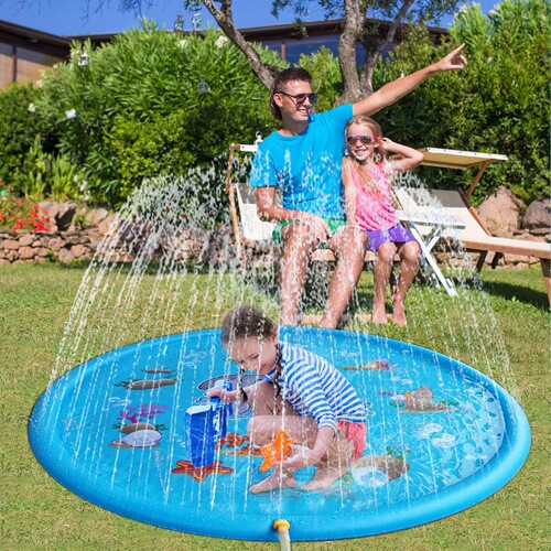 Cross-border new Amazon PVC water spray mat 170cm children's outdoor toys lawn beach dolphin fountain